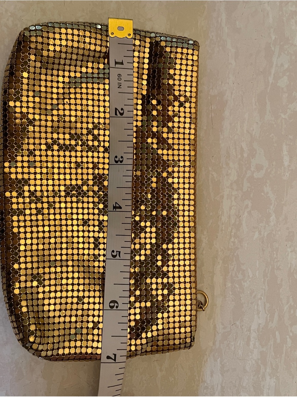 Vintage Gold Liquid Metal Mesh Zipper Pouch Evening oversized coin purse - Picture 11 of 11
